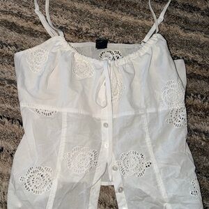 wild fable White Eyelet Button-Front Camisole
